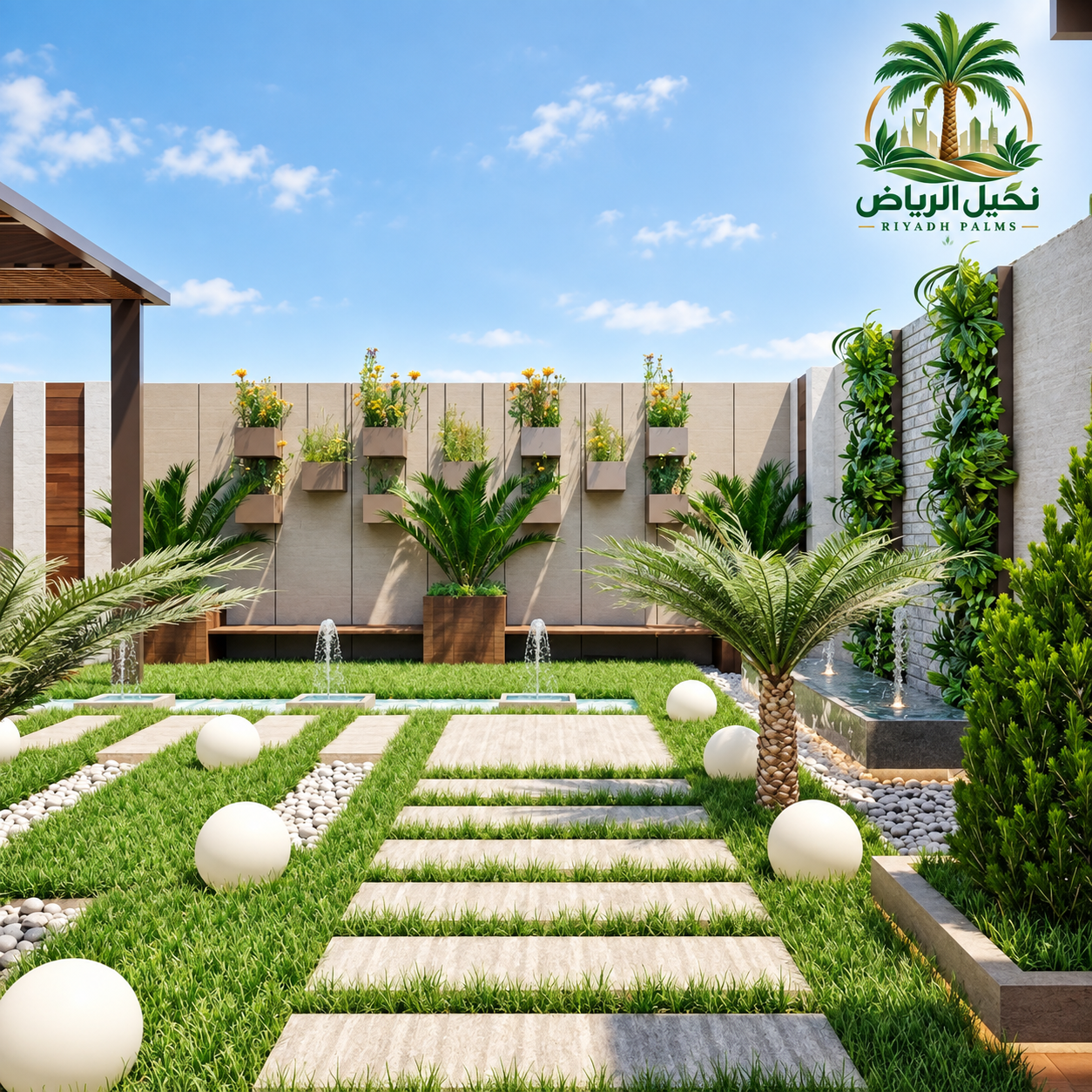 نباتات وأشجار في حديقة منزلية بالرياض